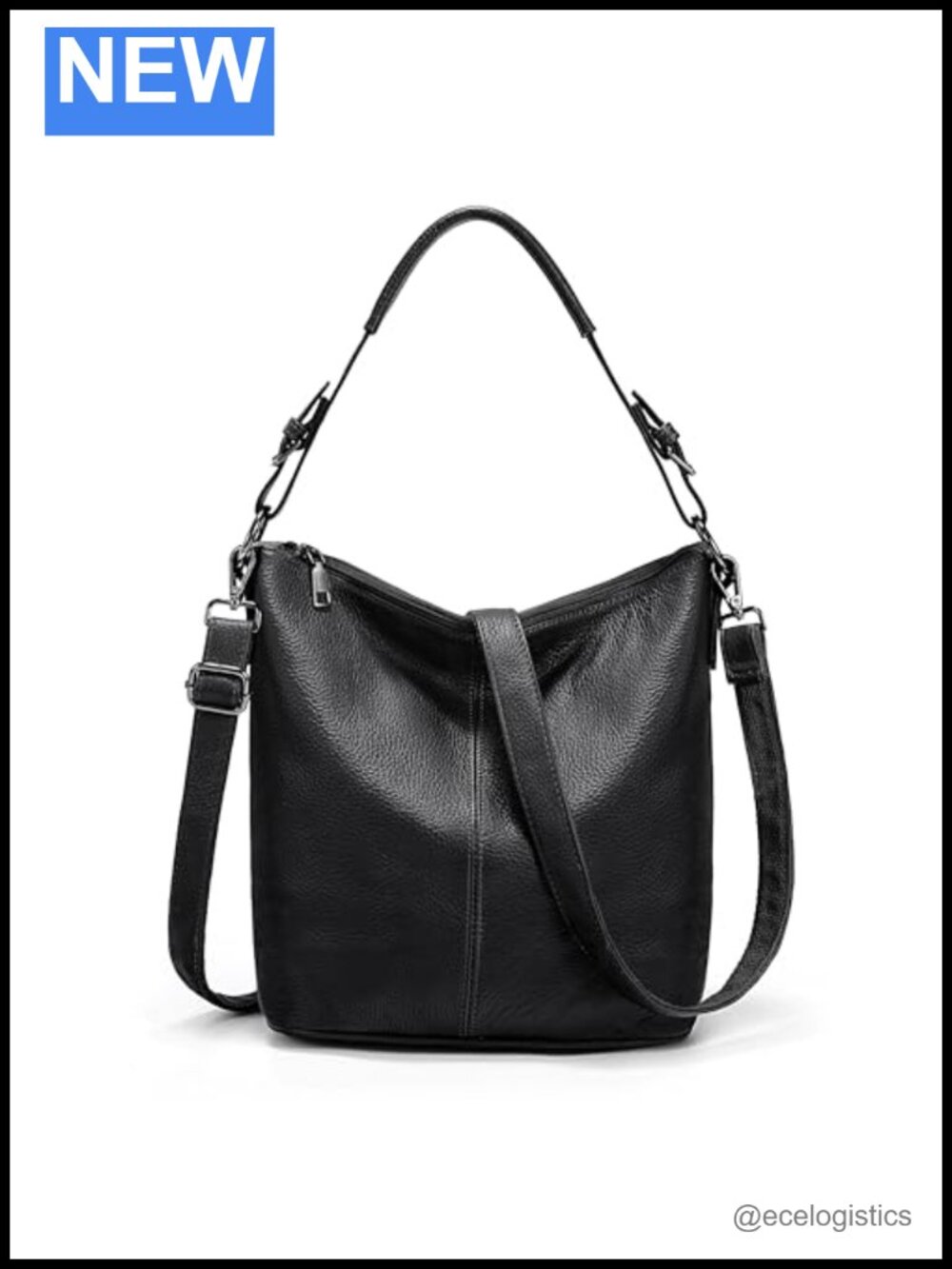 Genuine Leather Bucket Bag Convertible Hobo Crossbody Purse Handbag